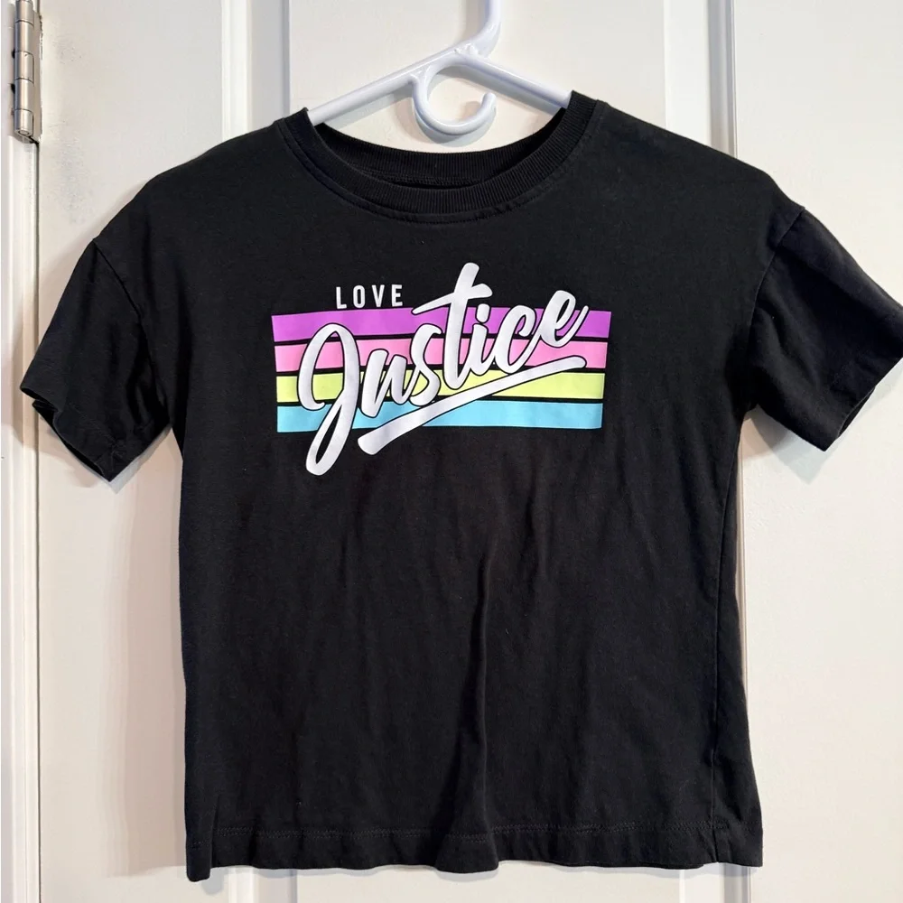 Justice Girls Love Justice Rainbow Graphic Tee Size 7/8